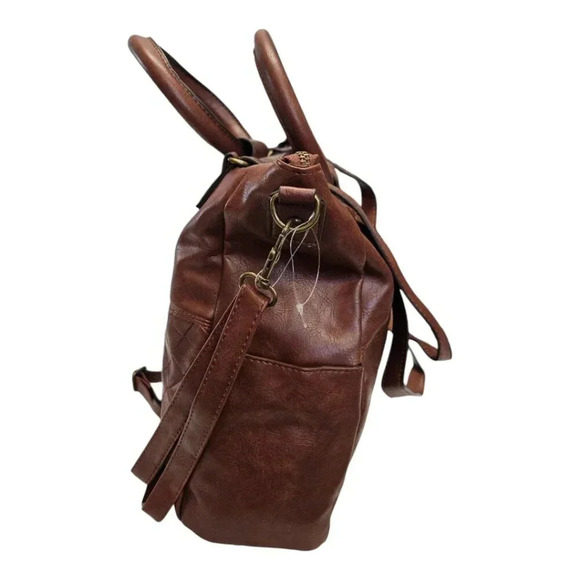 omen's Vegan Leather Convertible Tote Handbag, Stylish Round Handles, Large - Picture 8 of 12